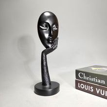Load image into Gallery viewer, Abstract Face Mask Sculpture – Modern Black Resin Decor for Thoughtful Spaces