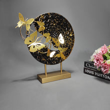 Load image into Gallery viewer, Gold Butterfly Metal Table Decor – Elegant Round Abstract Showpiece for Home & Office