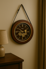Load image into Gallery viewer, Wood and metal crafted nordic style belt clock for living room