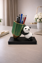 Load image into Gallery viewer, cute panda pen holder desk organizer bamboo style stationery holder