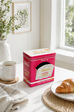 Load image into Gallery viewer, red coffee storage tin hello coffee time metal container