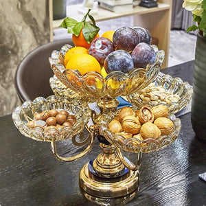 Home Decorative Golden Plated Metal iron rolling tray glass display tray with lid serving tray luxury