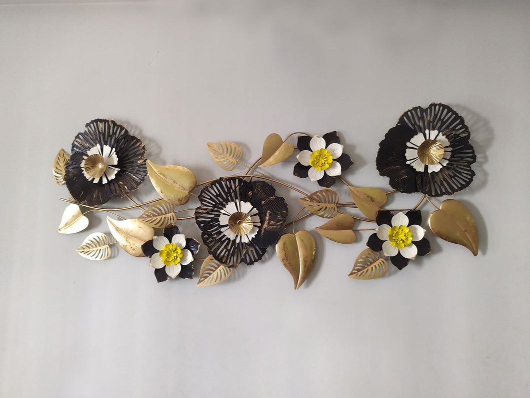 Floral metal crafted wall hanging art for living