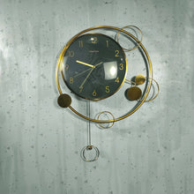 Load image into Gallery viewer, Nordic style creative metal wall clock with pendulam
