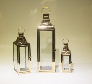 3 pcs metal lantern set for home and  event decoration golden squre