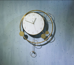 Nordic style creative metal wall clock with pendulam