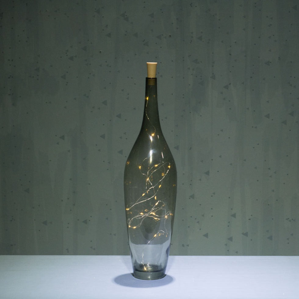 Large size sherwood green decorative glass bottle with fairy light