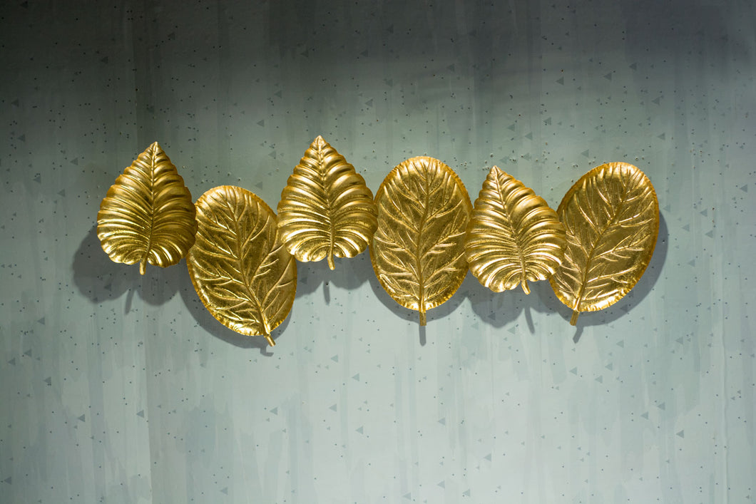 Modern creative golden leaf wall hanging for living wall accent