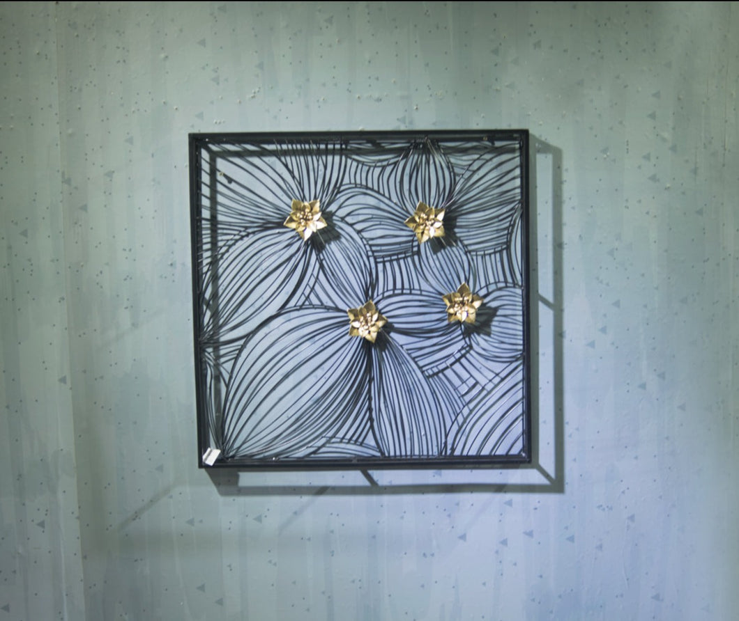 Metal crafted abstract floral wall art