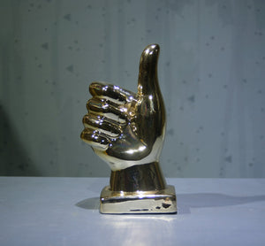 Ceramic crafted golden thumbs up/like as creative ornaments