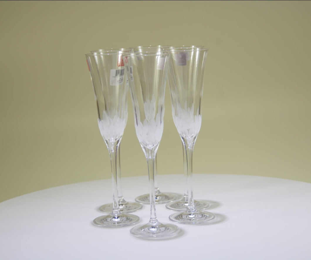 Timeless crystal Champagne Flutes 6 pcs set