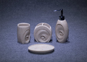 Marbel textured resin crafted bathroom accessories set eye