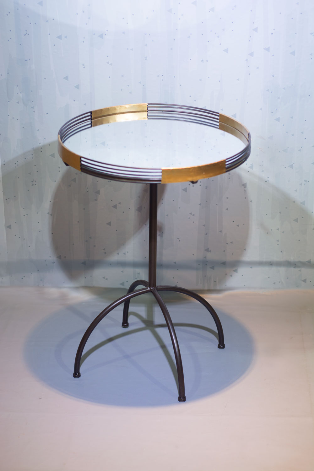 Mirror top metal frame large size coffee table round