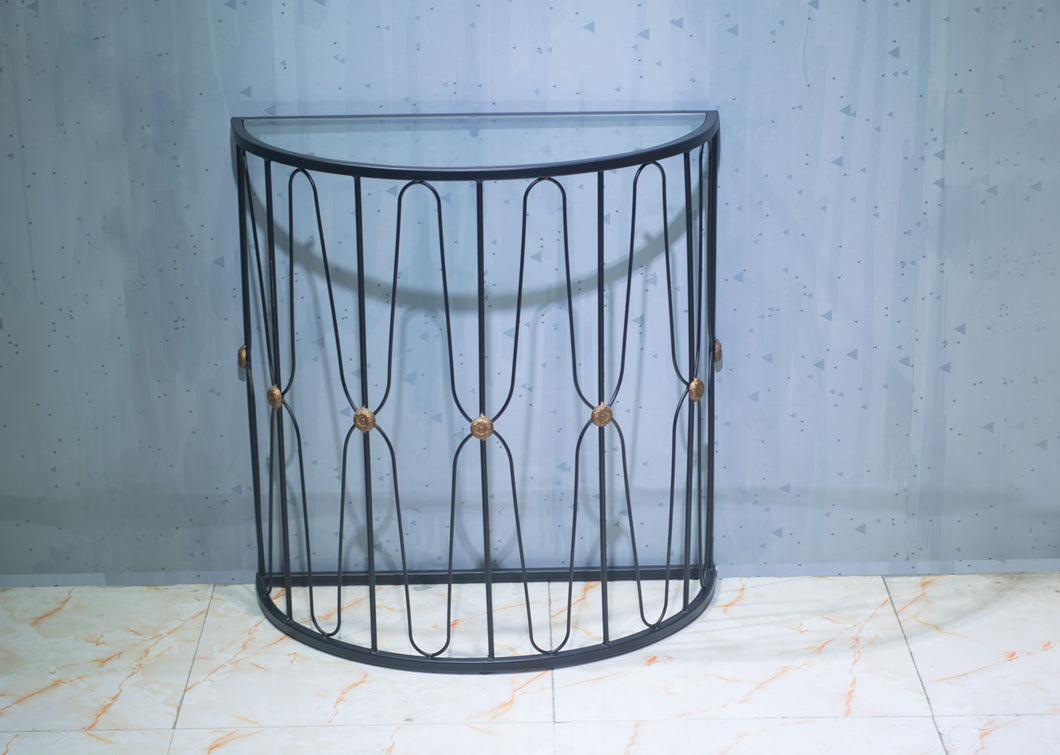 Glass top metal frame console table