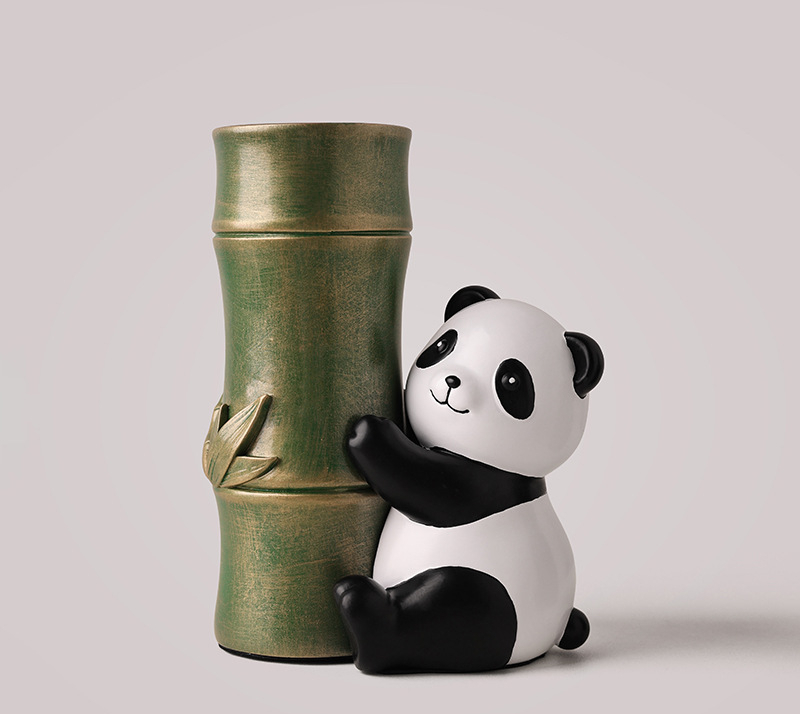 Cute Panda with Bamboo Vase – Decorative Storage Solution for Your Home