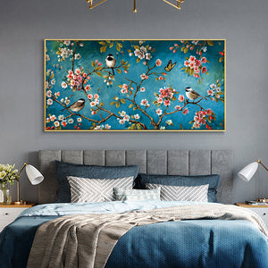 classical  Art Colorful Flower and bird  Canvas  Wall Art Floral Posters Prints for Living Room Bedroom Decor