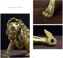 Load image into Gallery viewer, Lion Animal Sculpture Home Decoration Art Crafts Animal Home Decor Handmade Resin Luxury Modern Art Antique Gold Figurine
