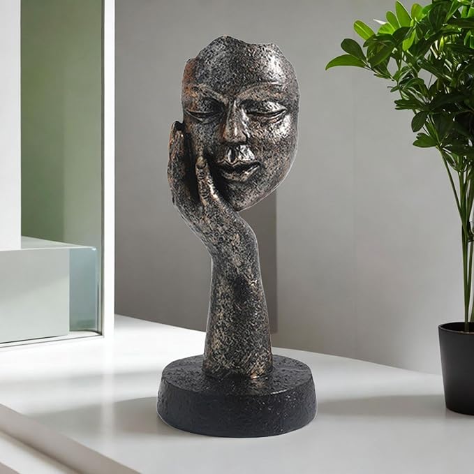Nordic Decorations: Abstract Woman Face Mask Sculpture, Modern Resin Art Figurine For Home Decoration, Tabletop Ornament From Luo09, $15.69