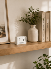 Load image into Gallery viewer, White Wooden Perpetual Block Calendar | Desktop Date Display
