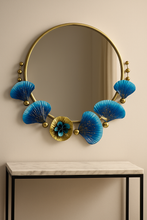 Load image into Gallery viewer, 🌸 Luxury Floral Wall Mirror | Blue &amp; Gold Designer Round Mirror (30 / 33 Inch)
