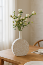 Load image into Gallery viewer, 🤍 White Textured Ceramic Vase – Modern Minimalist Flower Holder
