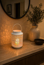 Load image into Gallery viewer, White Floral Cutwork Lantern Set | Decorative Candle Lanterns (Set of 2)
