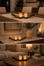 Load image into Gallery viewer, Modern Metal Candle Holder Centerpiece | Decorative Table Candle Stand with Glass Holders
