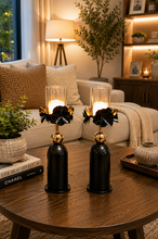 Load image into Gallery viewer, Luxury Metal &amp; Glass Candle Holder Set – 2 Piece Collection
