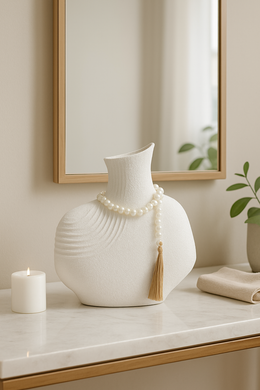 White sculptural bust vase for modern home décor – MetaphorBD