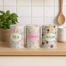 Load image into Gallery viewer, Coffee • Tea • Sugar Storage Jar Set – Retro Pastel Edition
