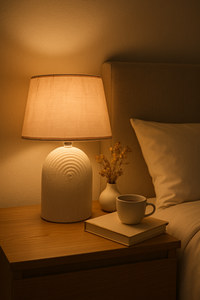 🌙 Round Ceramic Table Lamp – Modern Warm Glow