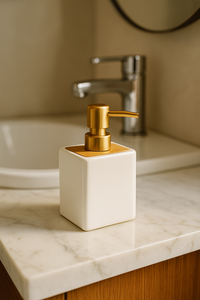 ✨ White Ceramic &amp; Gold Pump Dispenser