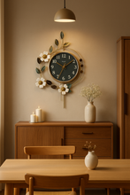 Load image into Gallery viewer, 🌼 Elegant Floral Wall Clock – Artistic Metal &amp; Resin Home Decor
