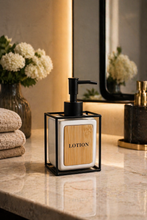 Load image into Gallery viewer, 🧴 Modern Lotion Dispenser with Bamboo Accent lotion
