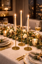 Load image into Gallery viewer, Set of 3 Gold Metal Taper Candle Holders – 13/11/9 Inch Modern Minimalist Stand for Table Decor
