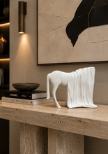 Load image into Gallery viewer, Black Abstract Horse Sculpture – Draped Minimalist Resin Art | 8.5x11x4 Inch
