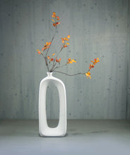 Load image into Gallery viewer, Abstract hollow vase with artificial flower white
