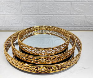 Stainless steel framed mirror trey in 3 size