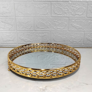 Stainless steel framed mirror trey in 3 size
