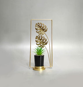 Elegant Gold Monstera Leaf Artificial Plant (10/5 inch)