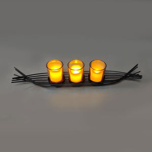 Boat-Shaped 3-Candle Holder for Home Decor - Elegant Metal Candle Stand