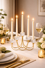 Load image into Gallery viewer, Luxury gold 5 arm crystal candle holder candelabra for dining table decor
