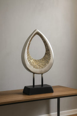 Modern teardrop resin sculpture with gold accent – available in large and small sizes for home décor.