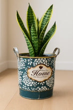 Load image into Gallery viewer, 🪴 Vintage “Home” Metal Planter Bucket – Rustic Handle Pot
