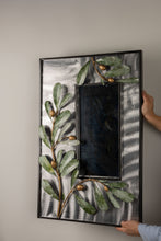 Load image into Gallery viewer, Elegant Rectangular Wall Mirror with Green Leaf Design – Decorative Statement Piece
