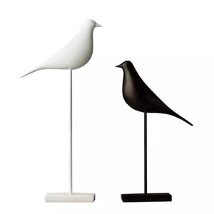 Minimalist Black & White Bird Sculpture Pair – Nordic Desk Decor (13/10 Inch)