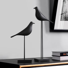 Load image into Gallery viewer, Minimalist Black &amp; White Bird Sculpture Pair – Nordic Desk Decor (13/10 Inch)
