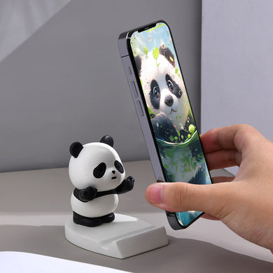 Cute panda phone holder figurine on desk – MetaphorBD phone stand