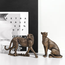 Load image into Gallery viewer, Elegant Bronze Cheetah Figurine Pair – Luxury Home &amp; Office Decor
