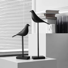 Load image into Gallery viewer, Minimalist Black &amp; White Bird Sculpture Pair – Nordic Desk Decor (13/10 Inch)

